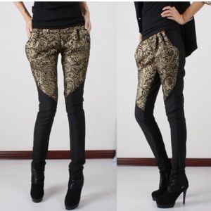 Gold lace harem pants size 25